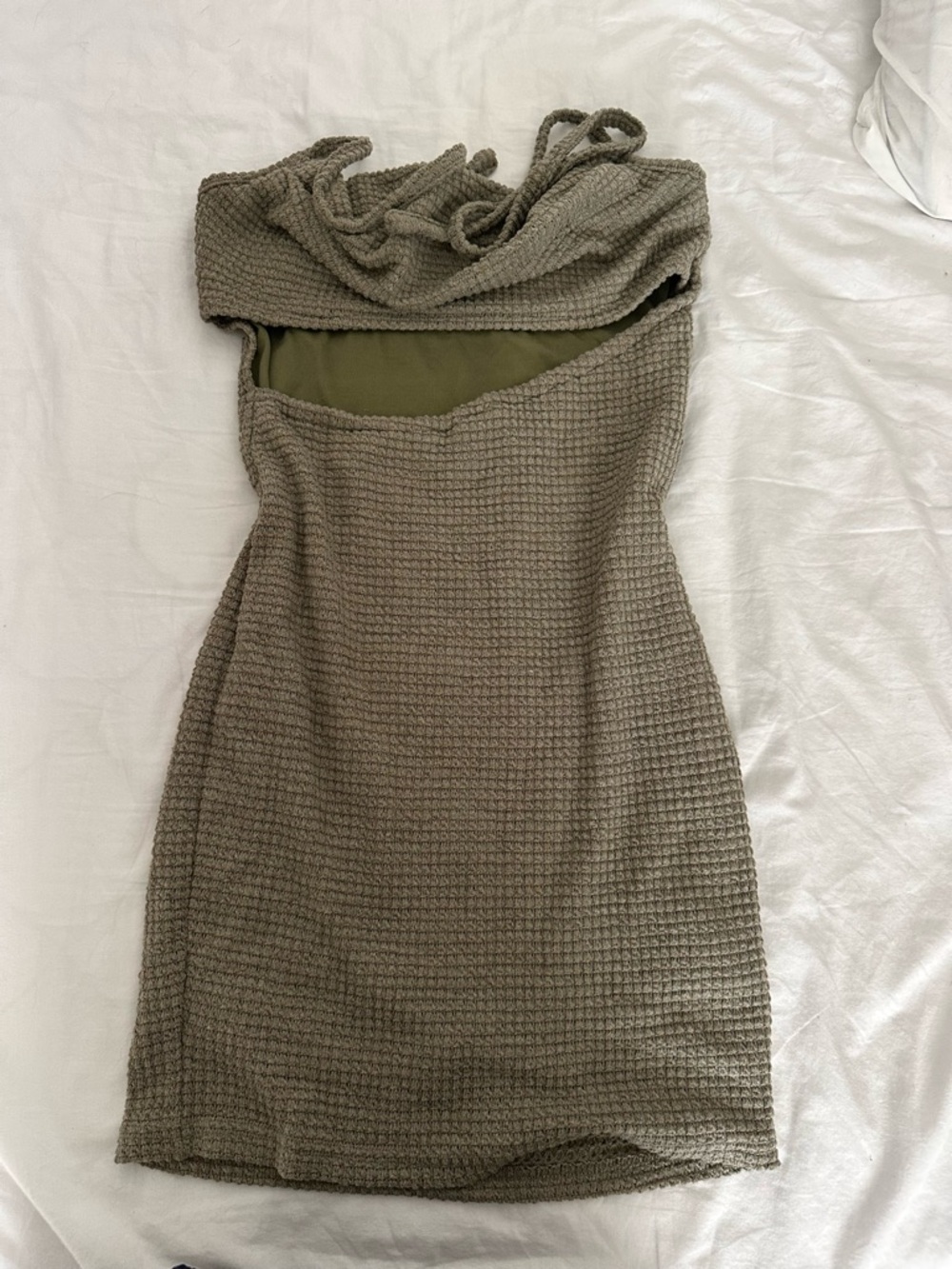 3 for $6 SHEIN Olive Textured Strapless Mini Dress